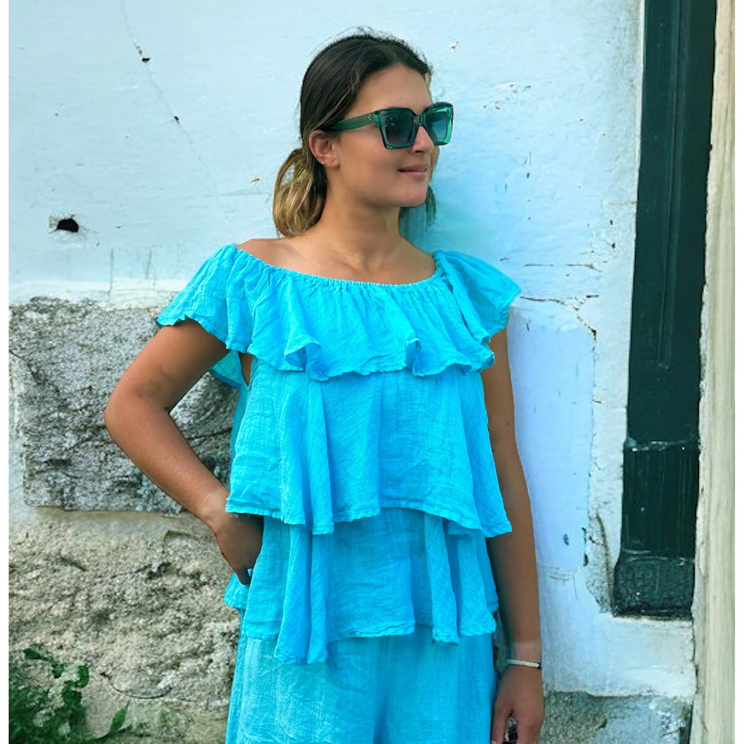 Ruffle Gauze Top