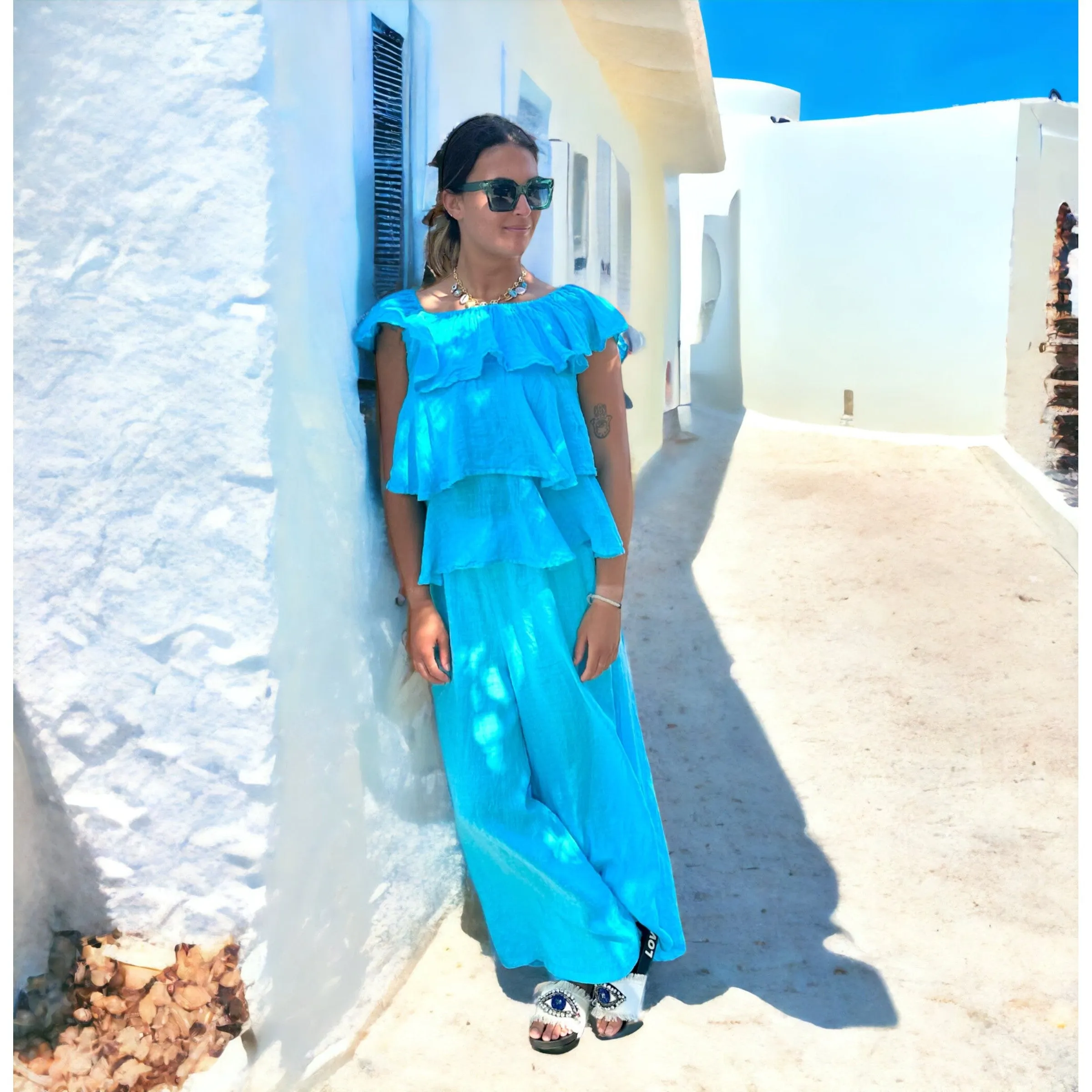Ruffle Gauze Top