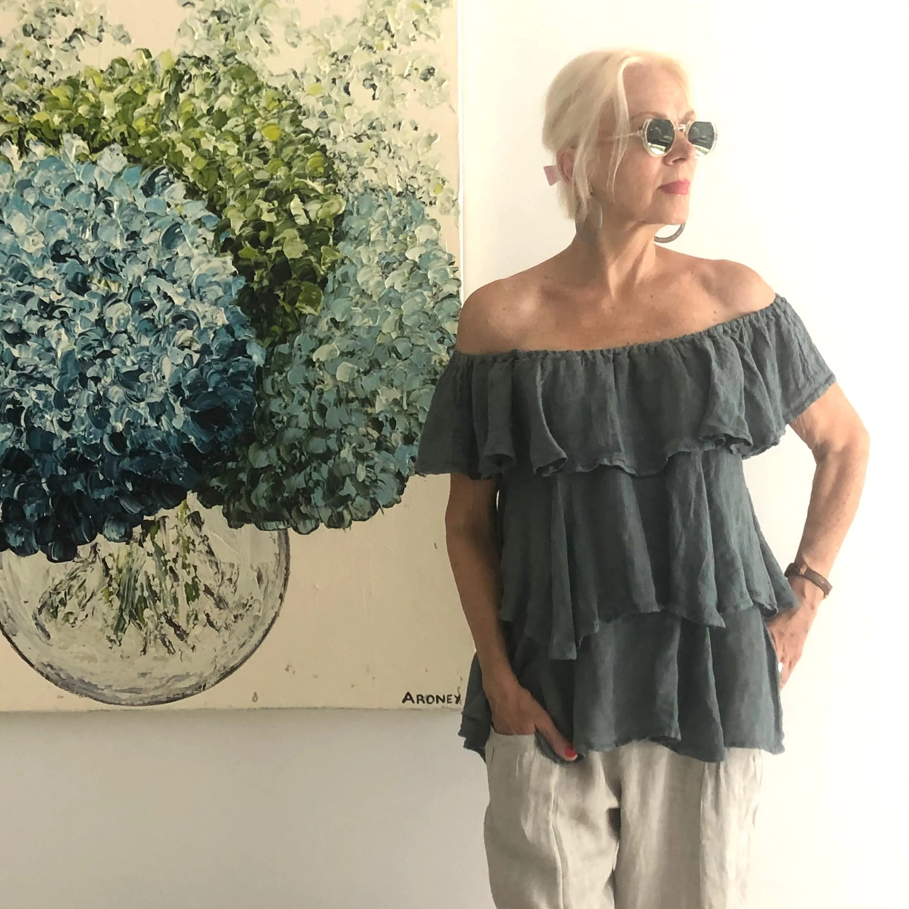 Ruffle Gauze Top