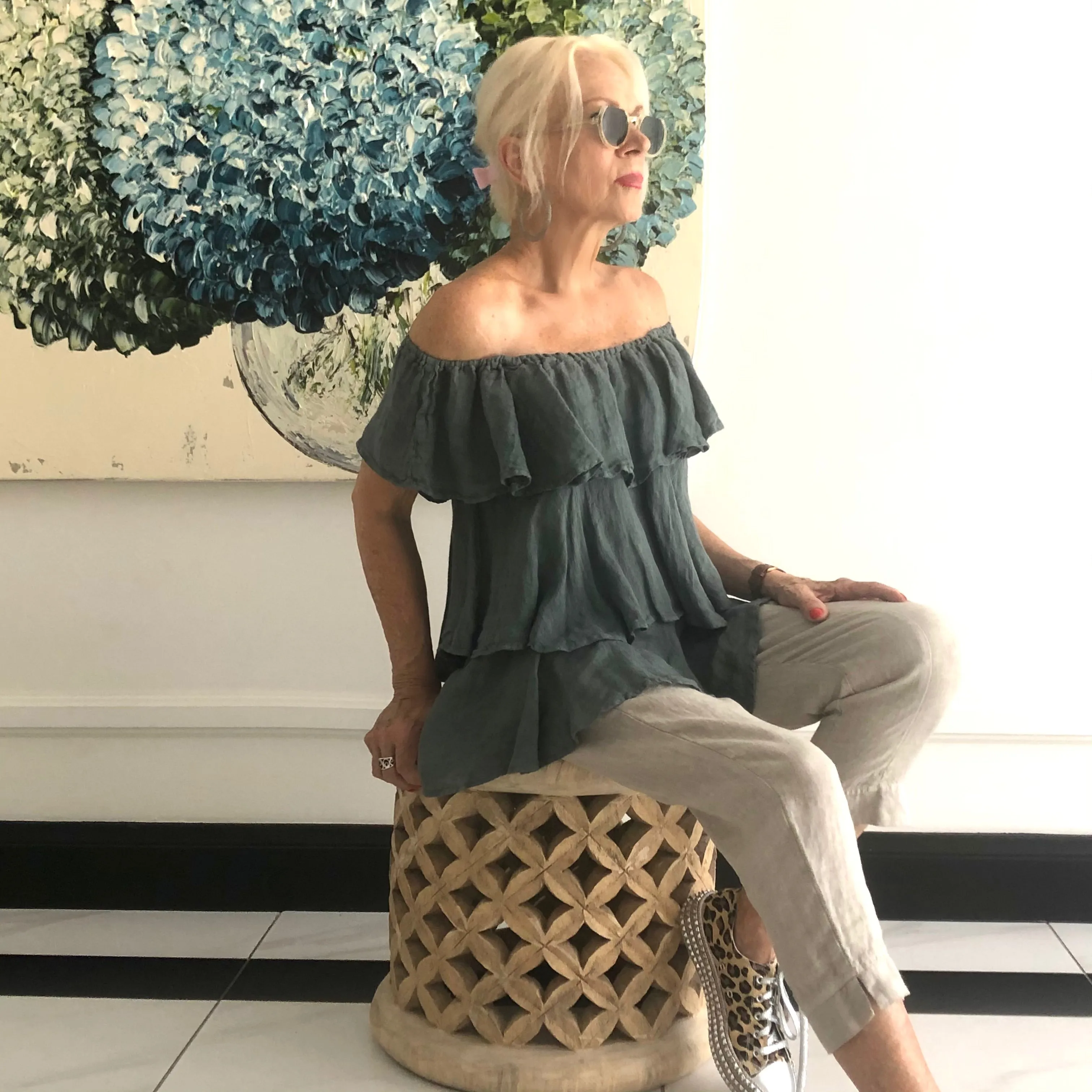 Ruffle Gauze Top