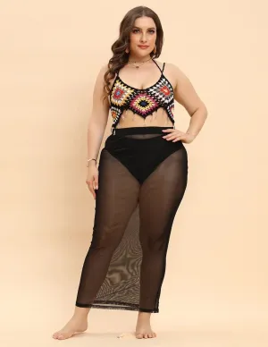 See Through Mesh Cover Up Skirt in Black - Breathable and Alluring Beach Style