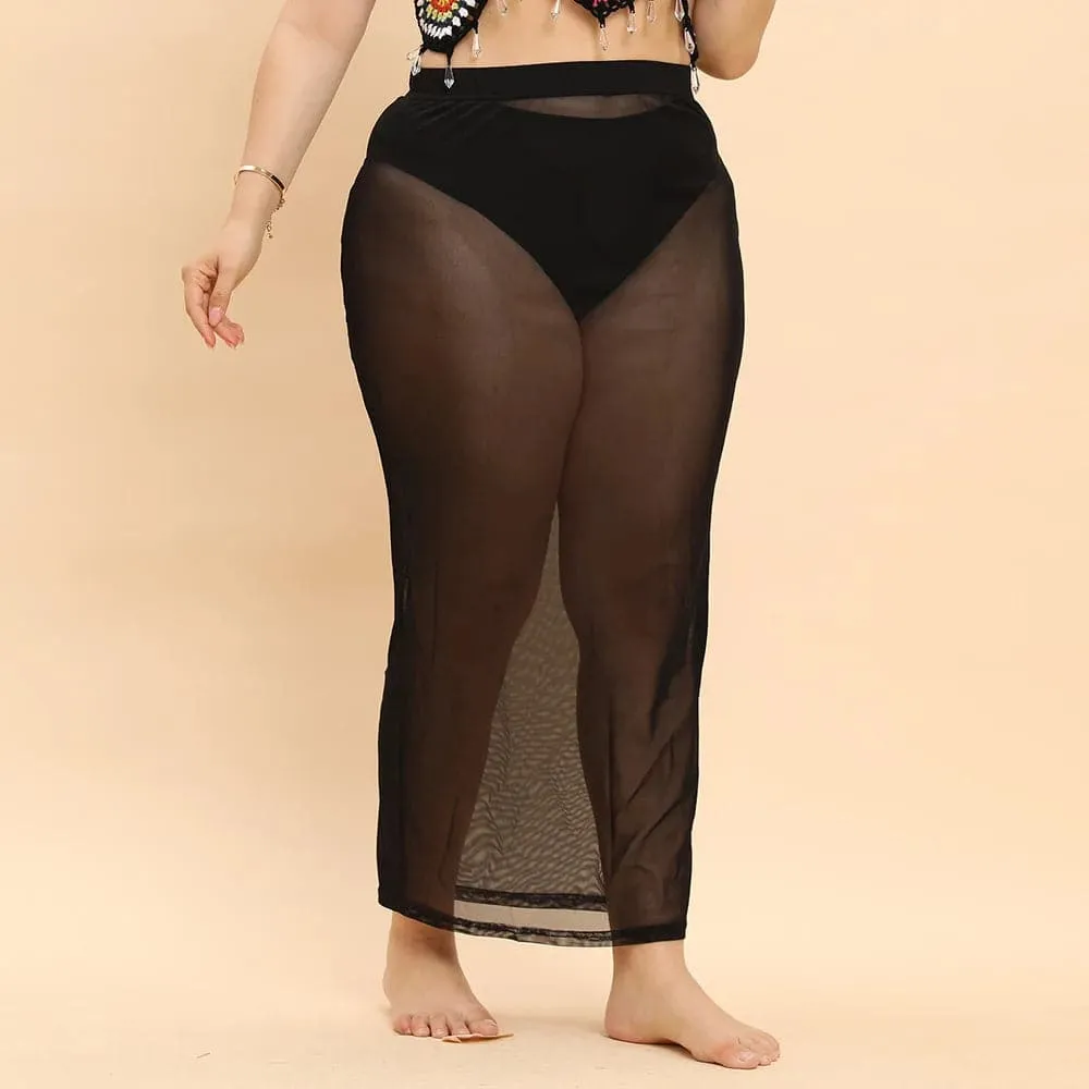 See Through Mesh Cover Up Skirt in Black - Breathable and Alluring Beach Style