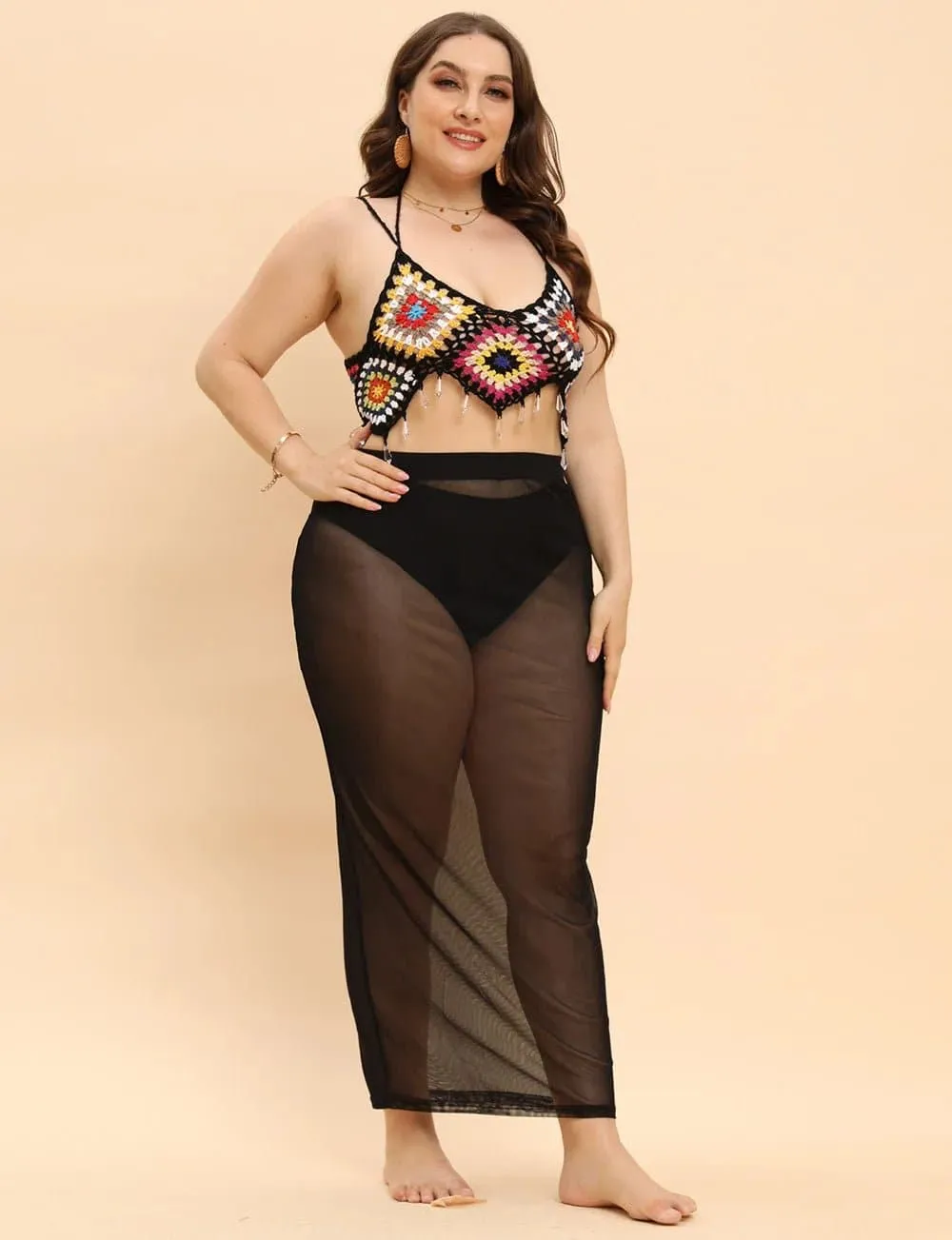 See Through Mesh Cover Up Skirt in Black - Breathable and Alluring Beach Style