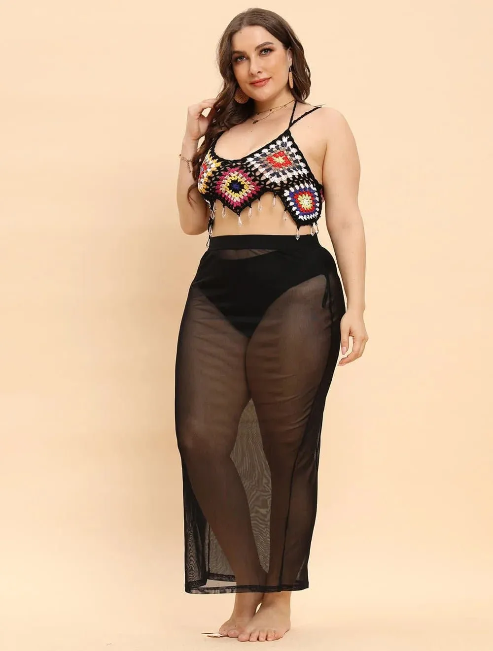 See Through Mesh Cover Up Skirt in Black - Breathable and Alluring Beach Style