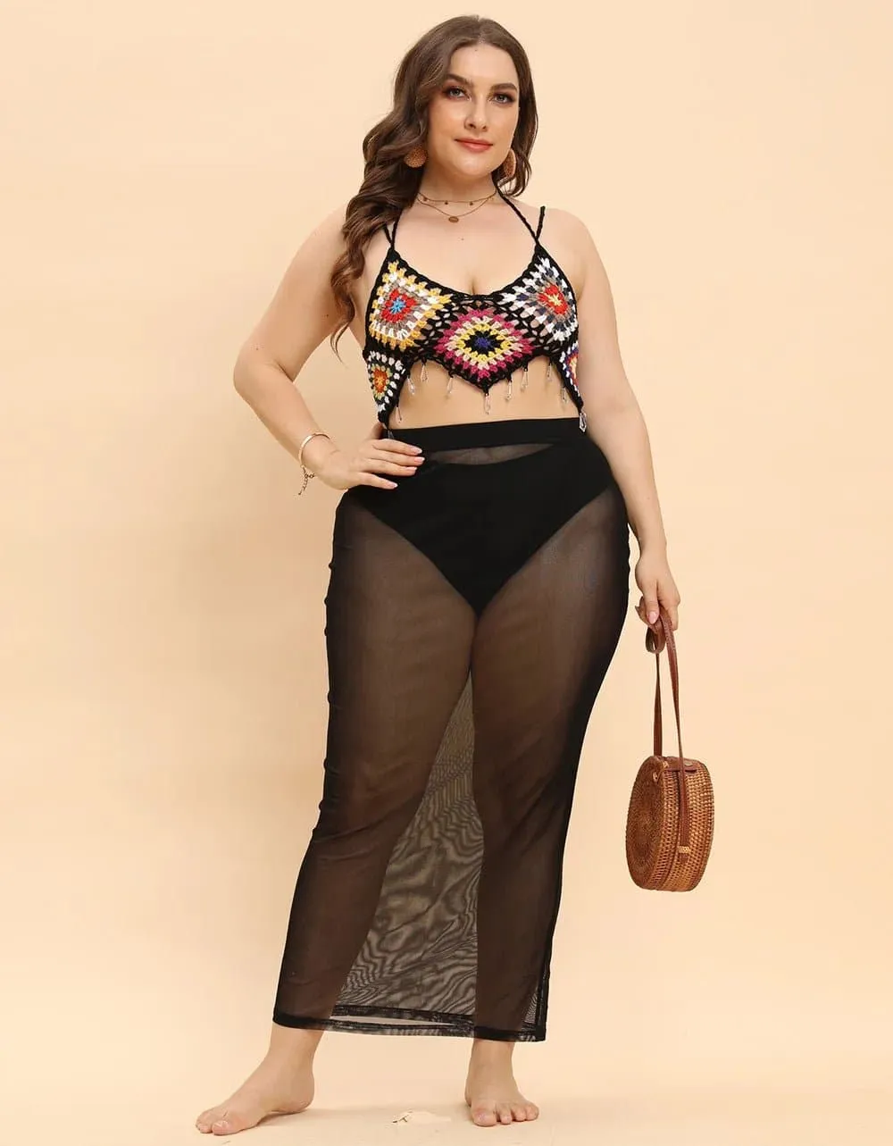 See Through Mesh Cover Up Skirt in Black - Breathable and Alluring Beach Style