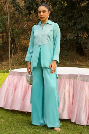 Sky Blue Embroidered Co-ord Set