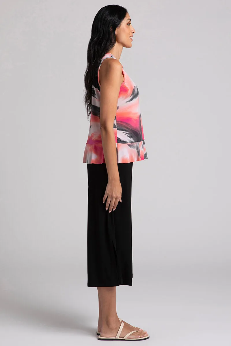 Sleeveless Peplum Top | Marble Print