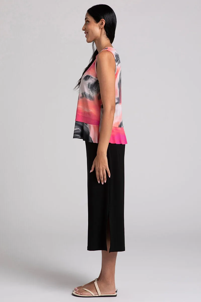 Sleeveless Peplum Top | Marble Print