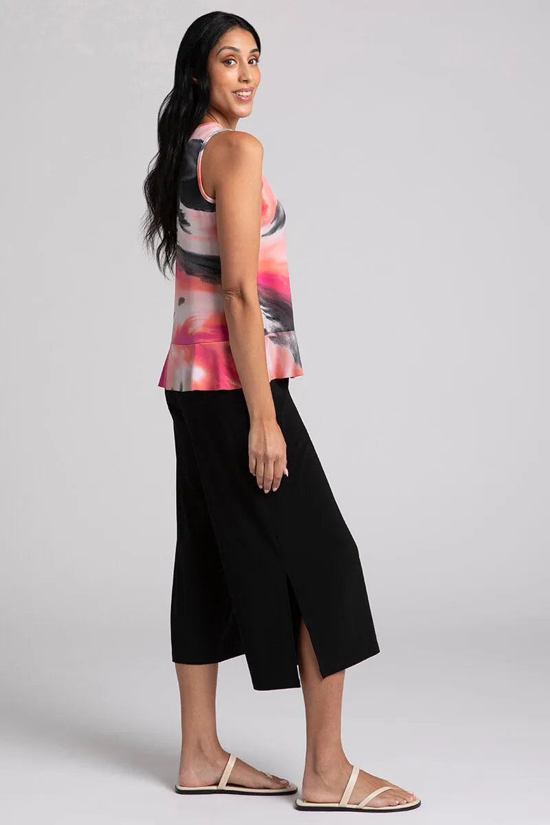 Sleeveless Peplum Top | Marble Print