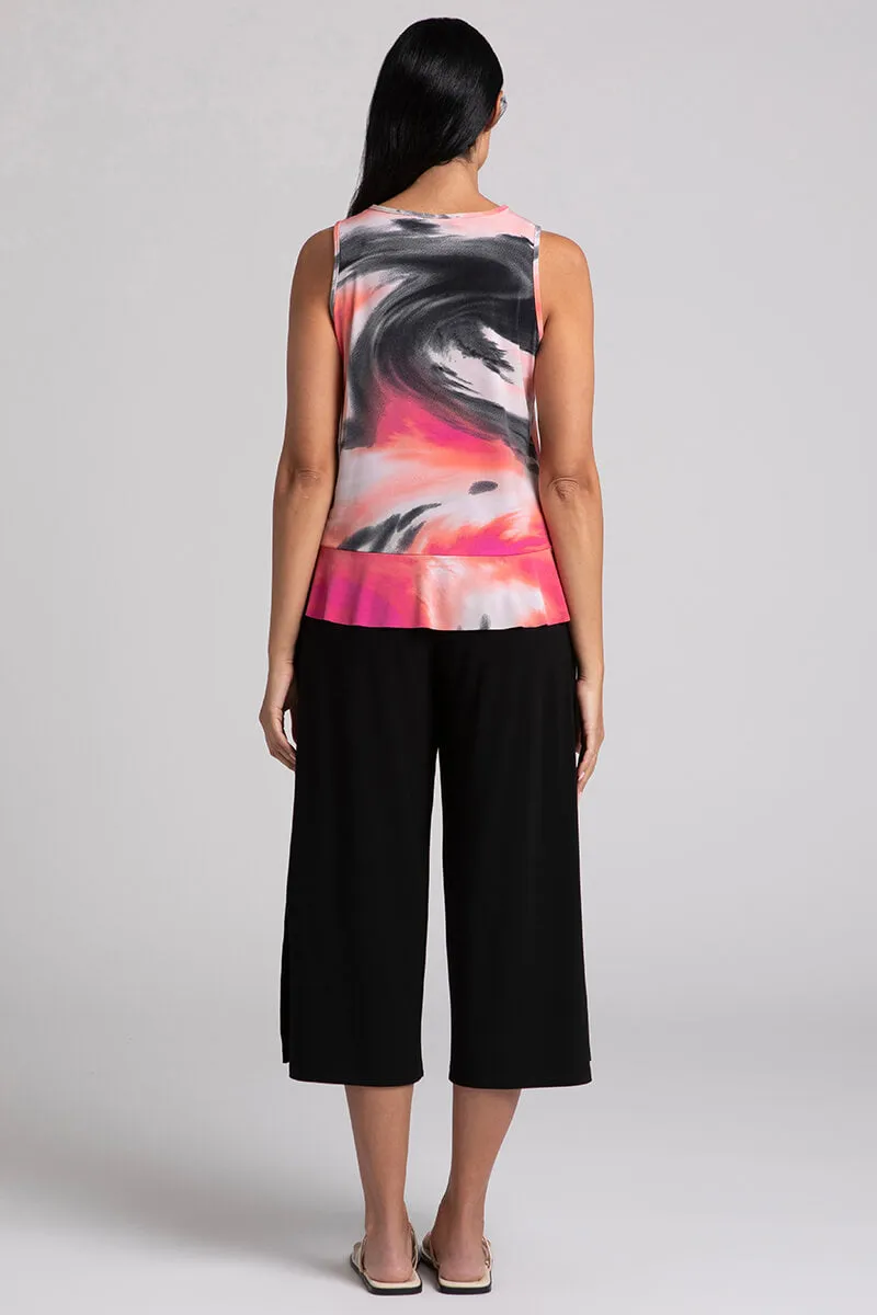 Sleeveless Peplum Top | Marble Print