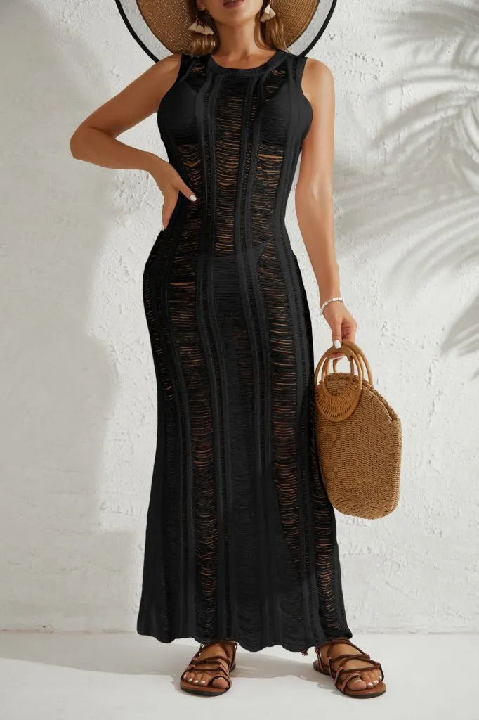 Tassel Mesh Crochet Bathing Suit Cover Up Dress