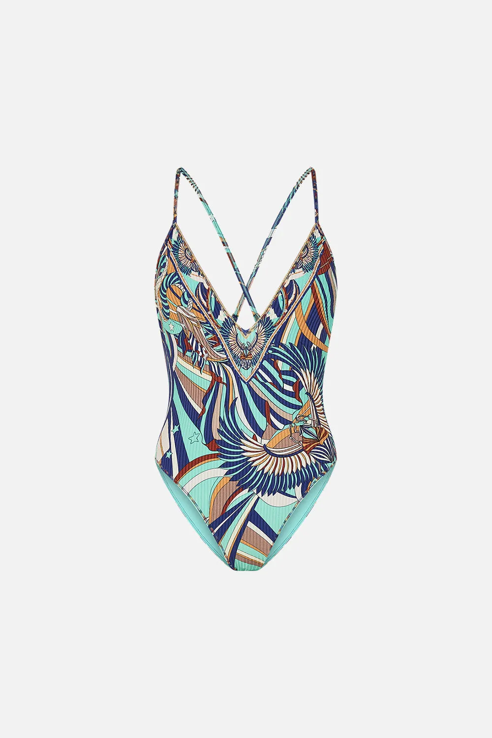 V NECK ONE PIECE WITH MULTICOLOUR STITCHING OASIS ORACLE