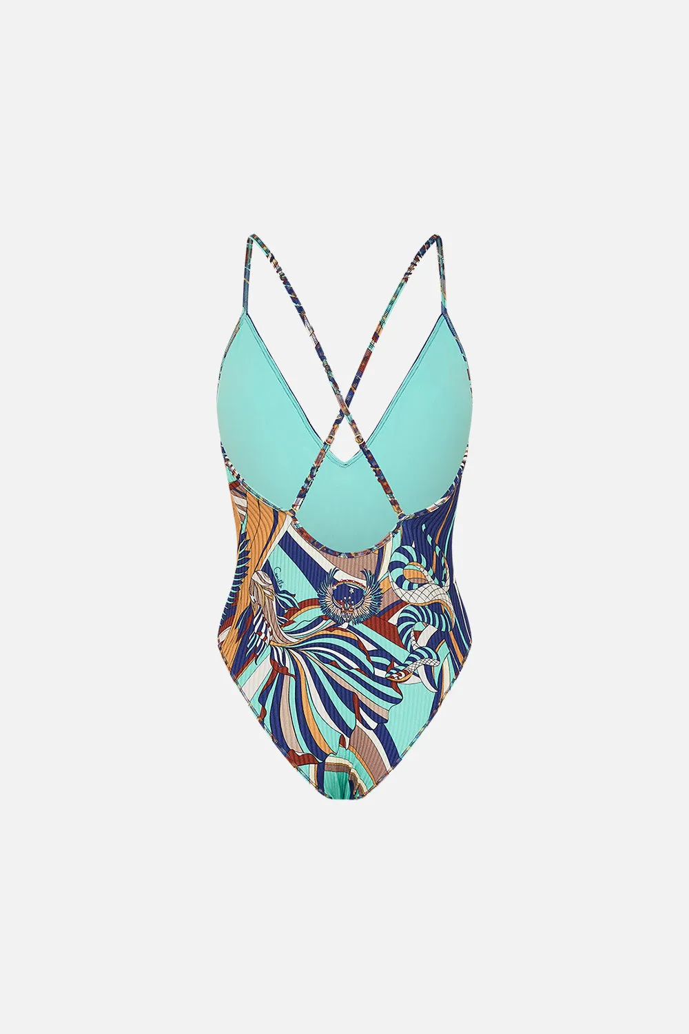 V NECK ONE PIECE WITH MULTICOLOUR STITCHING OASIS ORACLE