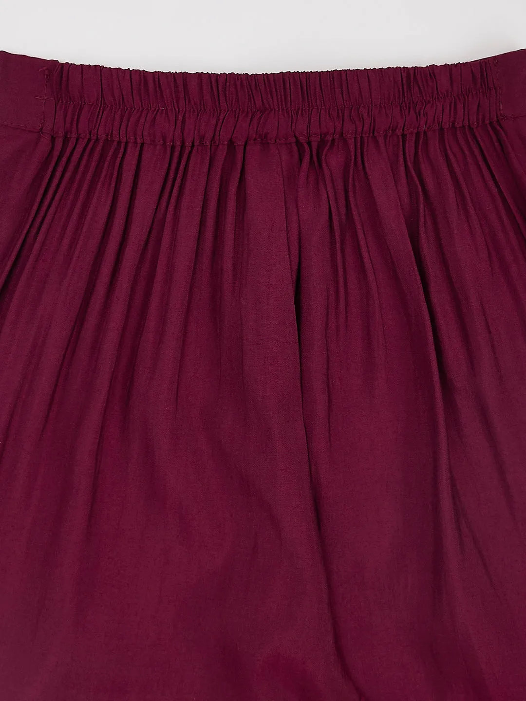VASTRAMAY Girls' Wine Kurta Set With Dupatta