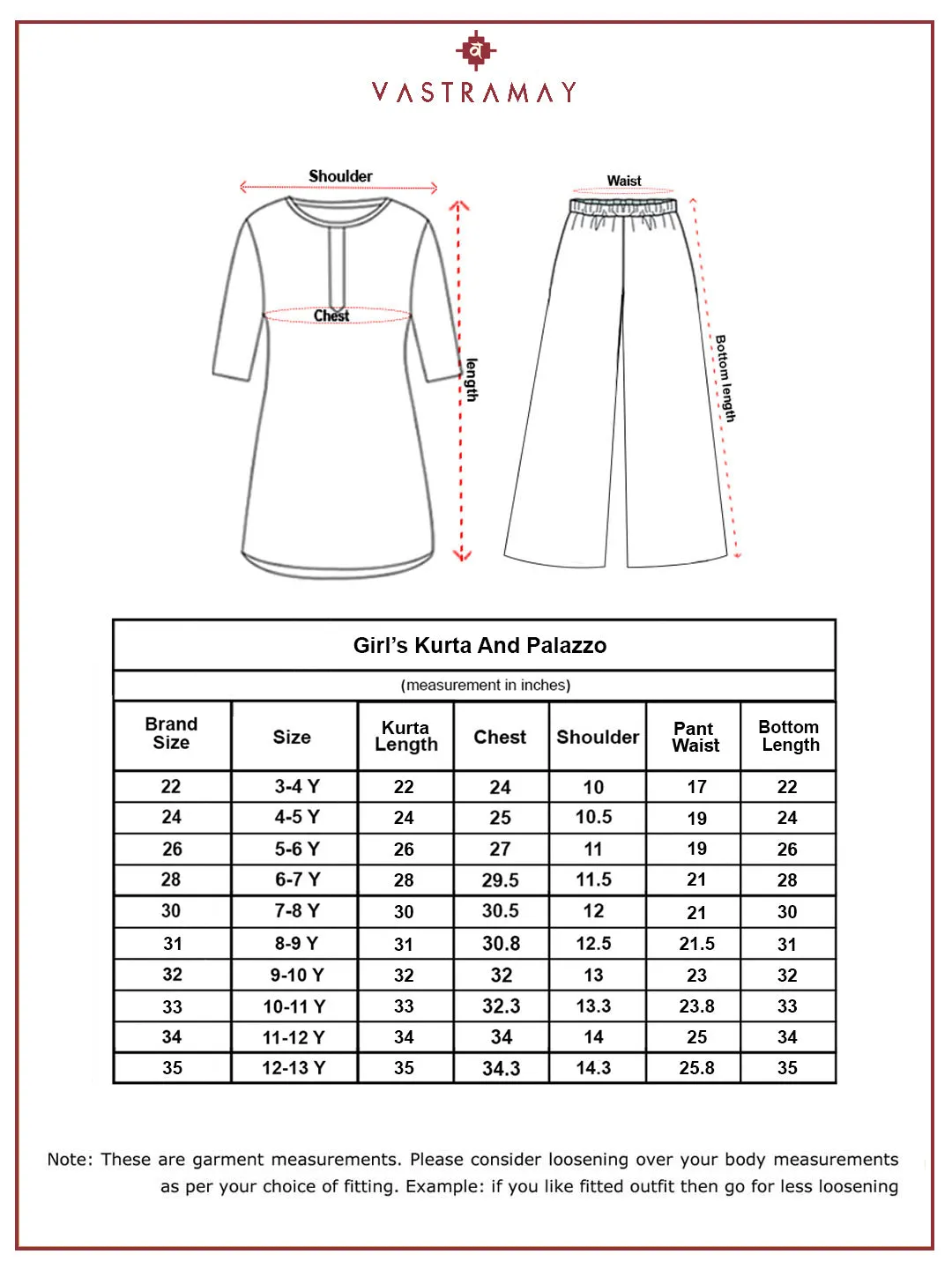 VASTRAMAY Girls' Wine Kurta Set With Dupatta
