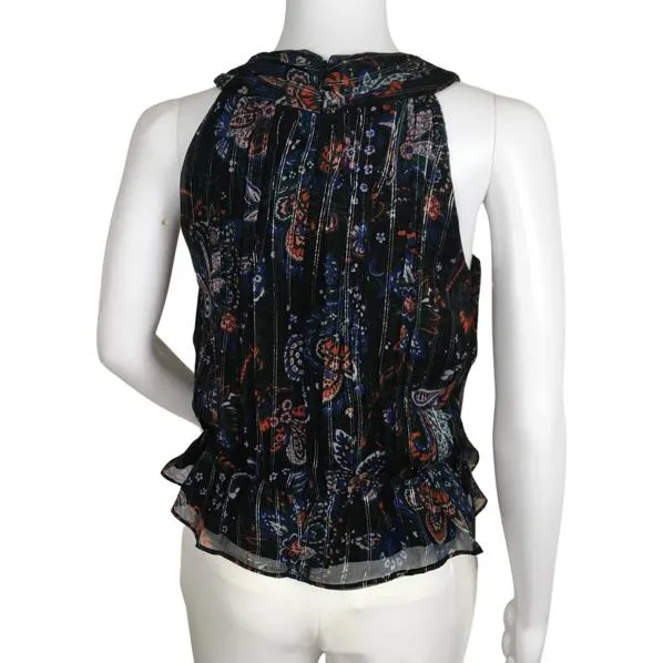 Veronica Beard Women's Kailani Metallic Print Floral Halter Top Multi Sz 10, 12