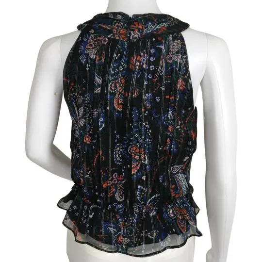 Veronica Beard Women's Kailani Metallic Print Floral Halter Top Multi Sz 10, 12