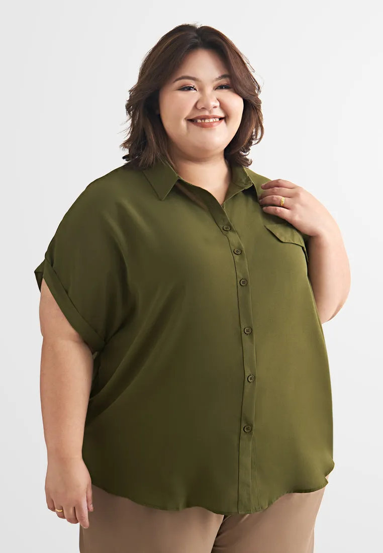 Whoopi Boxy Short Sleeve Button Shirt