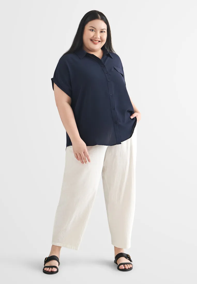 Whoopi Boxy Short Sleeve Button Shirt