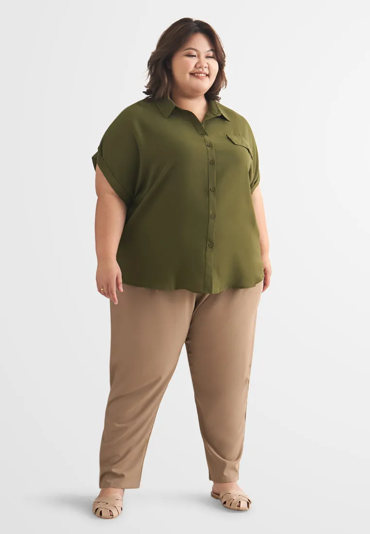 Whoopi Boxy Short Sleeve Button Shirt