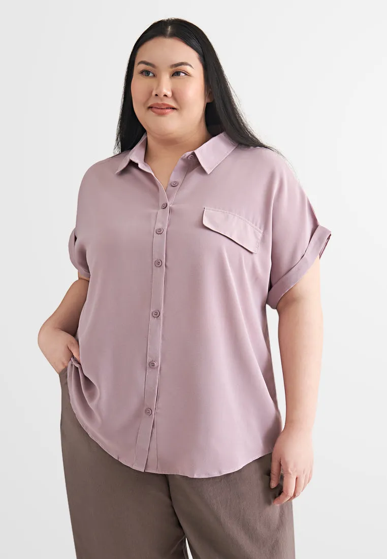 Whoopi Boxy Short Sleeve Button Shirt