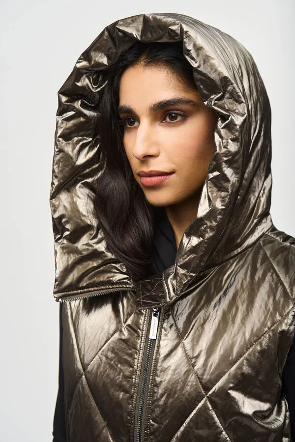 Women's Joseph Ribkoff | Quilted Hooded Puffer Vest | Taupe