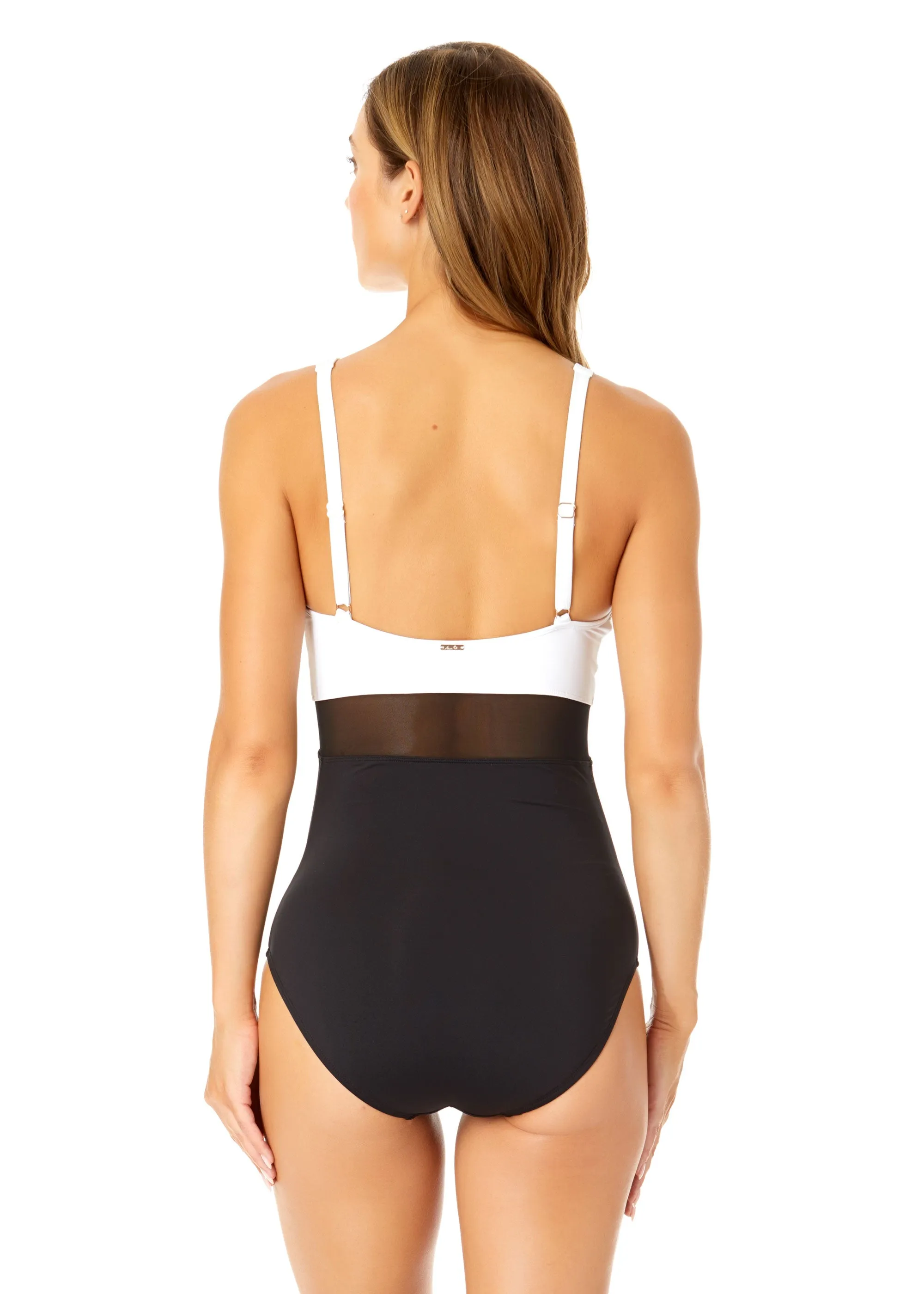Women's Mesh Around U Ring Mesh Insert One Piece Swimsuit